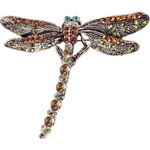 80% Hot Sales!!! New Fashion Jewelry Womens Vintage Noble Dragonfly Crystal Scarf Pin Brooches