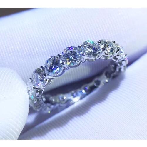 90% Promotion Wholesale Brand Original Luxury Jewelry 925 Sterling Silver Clear 5A Zirconia Women Wedding Band Circle Ring Gift