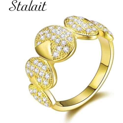 AAA+Cubic Zircon Rings Wholesale Gold Silver Color Fashion Brand Party Oval Rhinestones Retro Jewelry For Women