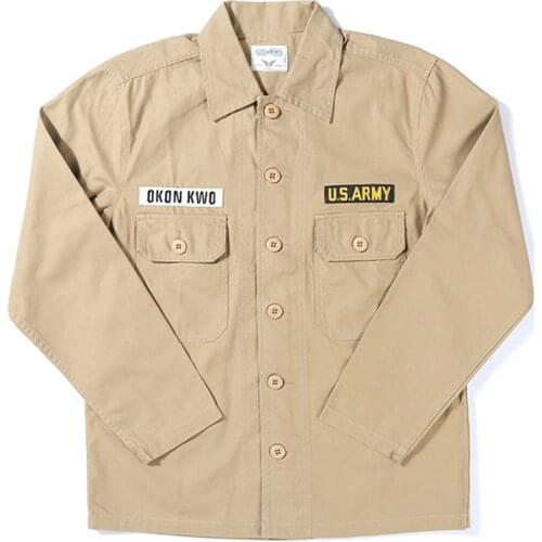 American OG-107 Military Shirt US Army Retro WW2 Vietnam War Tactical Jacket Long Sleeve Cotton Army Green Khaki