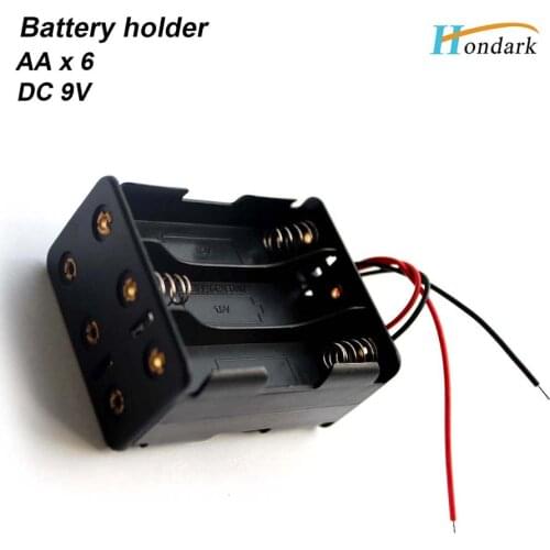6XAA battery holder 9V battery shell 6AA battery case 6X1.5V battery box back to back with 6''wires,300pcs/lot