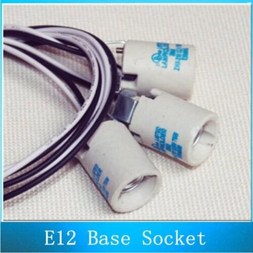 E12 Lamp Holder with Bracket extension cord / Crystal Chandelier Ceramic Lamp Base Socket 20PCS