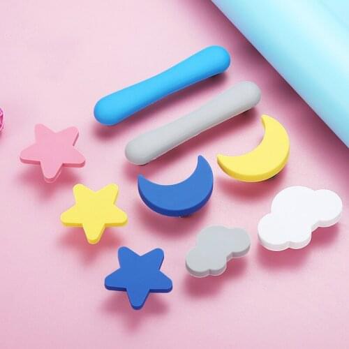 JD Anti-bumping Personality Childrens Room Wardrobe Cartoon Handle Star Moon White Clouds Cabinet Door Drawer Child Handle