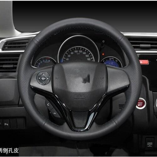 Leather Hand Sewing car Steering Wheel Cover Accessories For Honda Fit 2014 2015 2016 2017 2018 2019 City Jazz HR-V HRV Shuttle