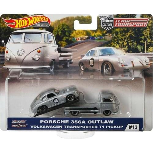Hot Wheels Car PORSCHEs 356A OUTLAW VOLK WAGEN TRANSPORTER T1 PICKUP Car Culture Team Transport Real Riders Diecast Model Car