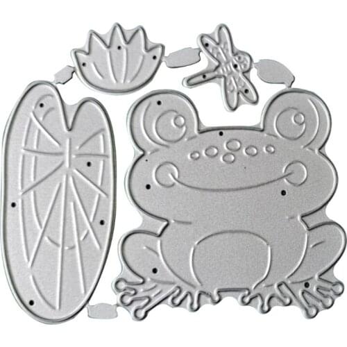 Frog Lotus Pond Metal Cutting Dies Stencil Scrapbooking DIY Album Stamp Paper