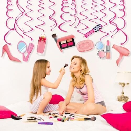 Make Up Theme Girls Party Decorations PVC Spiral Hanging Swirls Kids Birthday Parties Favors Baby Shower Wedding Party Supplies