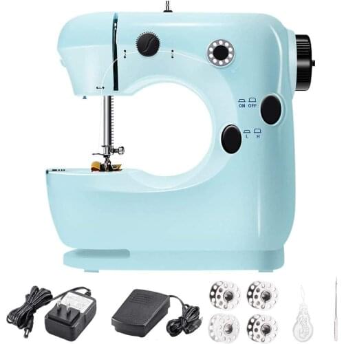 Sewing Machine Mini Portable Household Night Light Foot Pedal Straight Line Hand Table Two Thread Kit Electric