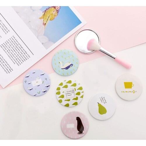 Cartoon Anti-fall Portable Small Round Mirror Cute Girls Makeup Mirror Pocket Mirror Cosmetic Compact Mirrors for Beauty Tools
