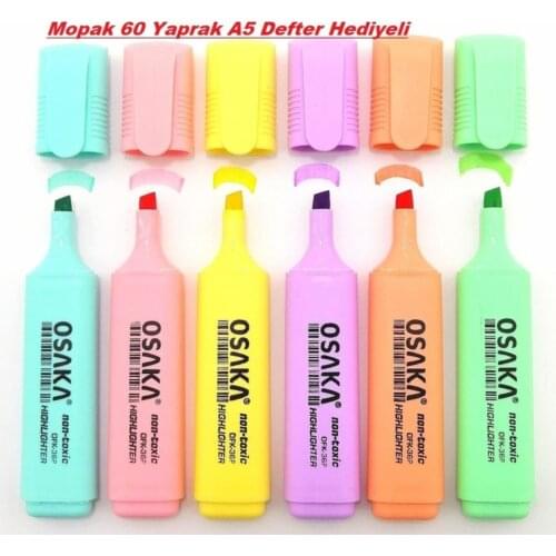 Pastel Color Highlighter Pen 6'lı Set
