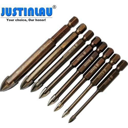 JUSTINLAU Tungsten Carbide Glass Drill Bit Set Alloy Carbide Point with 4 Cutting Edges Tile & Glass Cross Spear Head Drill Bits