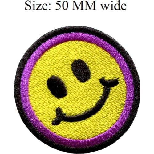 50MM wide smiling patch /sports patches/flower gold/with iron on clothing