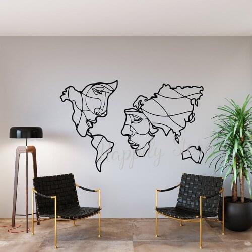 Idea World Map Wall Decal Living Room Wall Decor Geometric Map Wall Stickers Travel World Vinyl Art Office Decoration P699