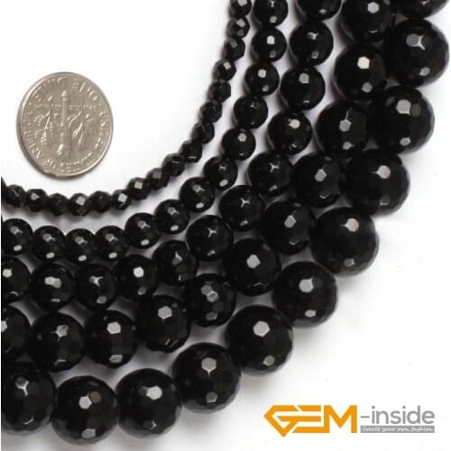Natural Stone Black Agates Round Beads For Jewelry Making Strand 15"DIY Fashion Loose Beads 4mm 6mm 8mm 10mm 12mm Selectable