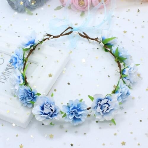 Adult Kids Irregular Faux Rose Flower Headband Flower Girl Bridal Wedding Gradient Colored Wreath Crown Mesh Headpiece