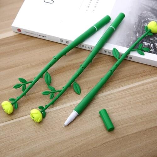 50PCS South Korea New Style Creative Students Gift Learning Stationery Rose Black Gel Pen Office Signing Pen