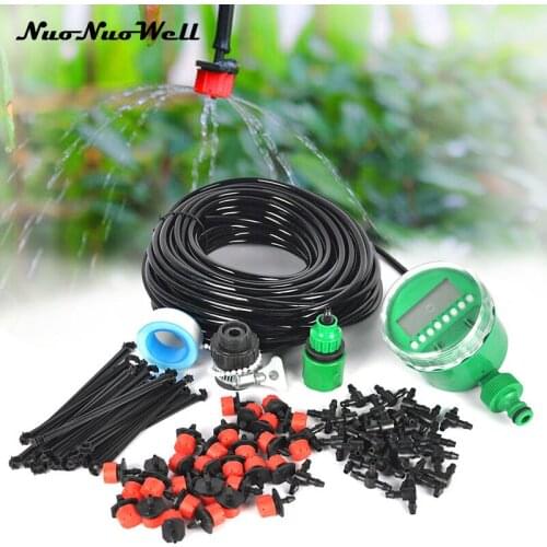 NuoNuoWell DIY 4MM Micro Drip Irrigation System Plant Auto Timer Self-Watering Garden 25M Hose Kits