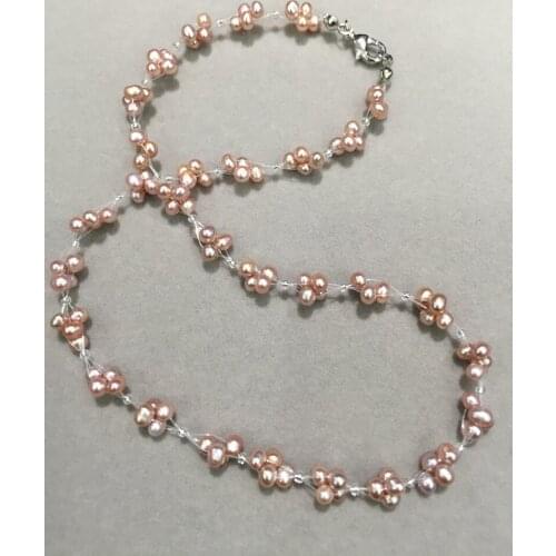 3-4MM Natural Freshwater Pearl Necklace small pearl necklace near round free shipping fashion women or girl jewelry white