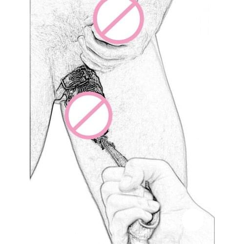 Fetish Bdsm Bondage Penis Ring Erection Impotence Sex Aid of Adjustable Ball Stretcher with Leash Chain for Couple Adults Games