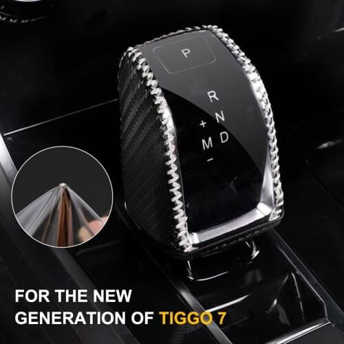 Shift Knob Cover Transparent TPE Window Scratch-Resistant Protection Device for Chery Tiggo 7 Pro 2019 2020 2021 with logo