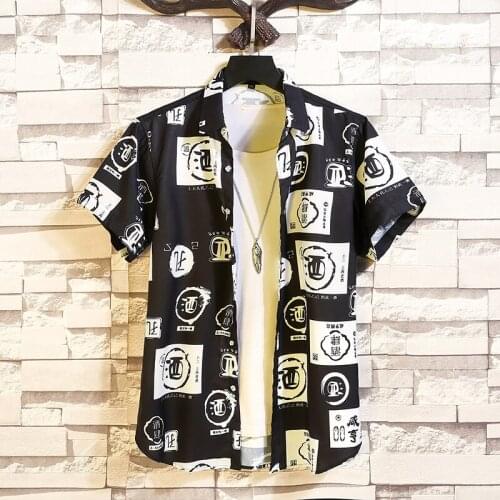 Plus Size 7XL 6XL 5XL Summer Fashion Chinese Character Printed Shirts Men Clothing Simple Regular Fit Casual Camisa Masculina