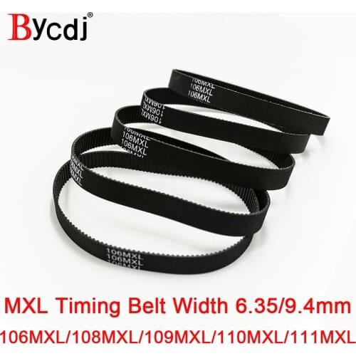 MXL Timing belt B132 B135 B136 B138B139 Teeth Width 6.4/9.4mm 2.032mm Pitch Synchronous belt 106MXL 108MXL 109MXL 110MXL111MXL