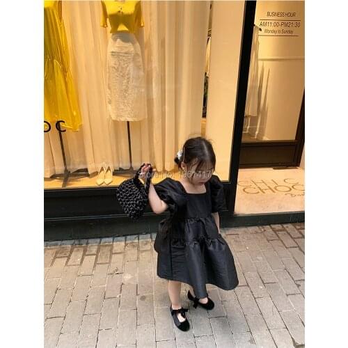 Lovely Flower Girl Rromantic Dress Girl Dress for Wedding Party Childrens Princess Birthday Formal Dresses Black AG0248