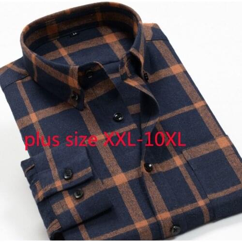 New Arrival Fashion Super Large Men Plaid Long Sleeve Casual Shirts Smart Flannel Spring And Autumn Shirt Plus Size 2XL-9XL 10XL
