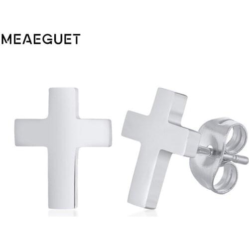 Mens Cross Earring Stainless Steel Posts Cartilage Small Stud Earrings For Women Unisex Gifts