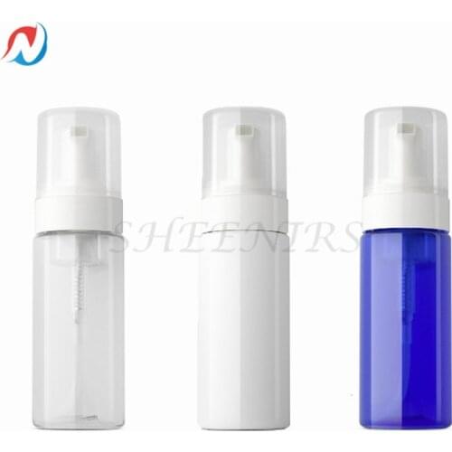 Sheenirs 25pcs 3.3oz 100ml Blue White Clear Plastic PET Foamer Bottle Pump Mini Travel Size Soap Dispenser For lotion