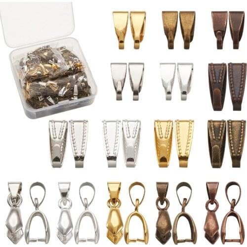 Pandahall 450pcs/box Brass Snap on Bails and Ice Pick Pinch Bails Connector Link for Pendant Makings DIY Jewelry