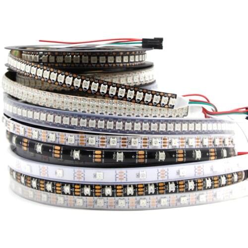 1-5m 5V WS2812B Led Strip light Individually Addressable WS2812 SK6812 Smart RGB Led pixel strips Black PCB Waterproof IP30/65