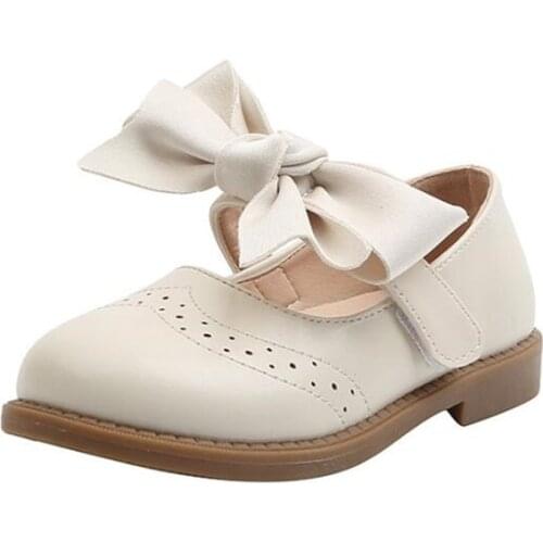 Girl PU Leather Shoes 2021 New Girl Princess Single Shoes Children Student Performance Shoes Bowtie