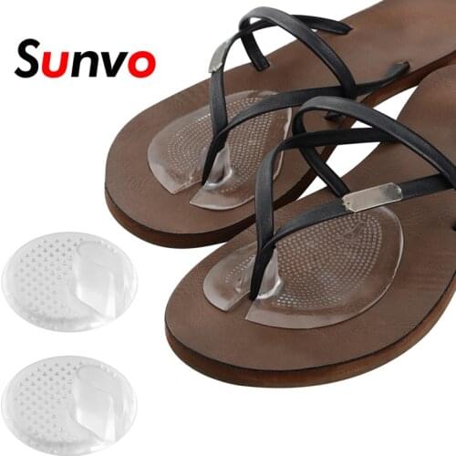 2 Pairs Invisible Flip Flop Sandal Forefoot Pad Silicone Slip Resistant Half Yard Heel Pad Toe Separator Pad Massage Insert