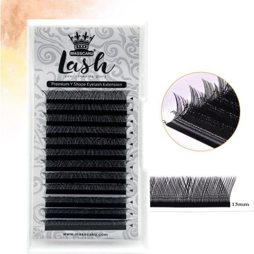 High Quality 12rows/case YY Eyelash Extension C D Curl Y-Shape Eyelash 0.07 MM Fluffy Eyelash Extensions For Sale