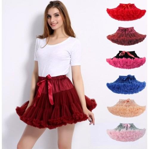 Women Mesh Tulle Tutu Skirt White Jupe Girls Princesses Fluffy Mini Tutu Skirt Party Dance Lolita Petticoat Womens Faldas Saia