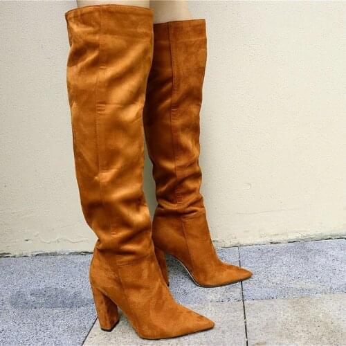 2020 New Arrival Over The Knee Boots Women Pointed Toe Autumn Winter Boots High Heels Party Wedding Shoes Woman Size 41 42 43