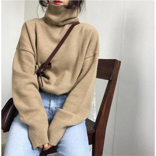 Turtleneck Women Sweater Winter Warm Female Jumper Thick Christmas Sweaters Ribbed Knitted Pullover Top Pull Hiver Femme CL46