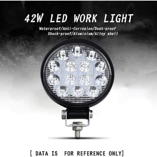 12/24V Mini Led Work Light Round Spotlight 42W Car Work Headlight Offroad Fog Light Lamp Night LED Light Bar Driving Lights