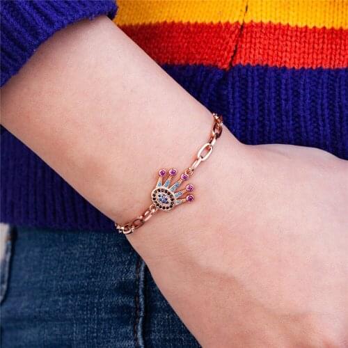 2021 New Turkish Lucky Stainless steel Micro-inlaid Colorful Zircon Eye Bracelet Ladies Gift Stainless steel Bracelet Jewelry