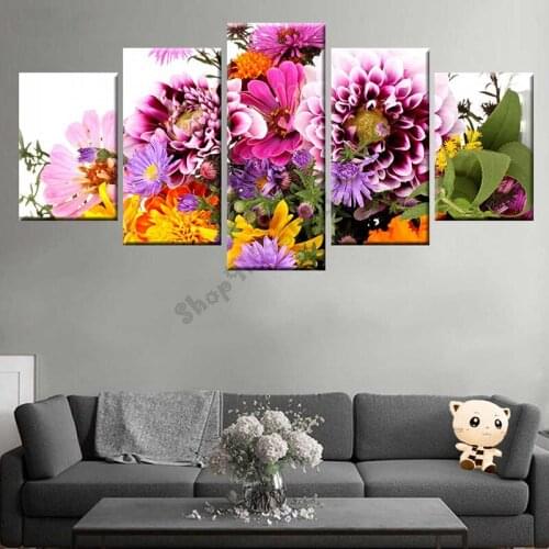 5 pcs Full Square Round Drill 5D DIY Diamond Painting Colorful chrysanthemums 3D Embroidery Cross Stitch Home Decor Gift GG5143
