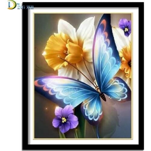 5D Diamond Embroidery Fantasy Butterfly Daffodil Cross Stitch Diy Diamond Painting Sale Flower Mosaic European Style Picture Art