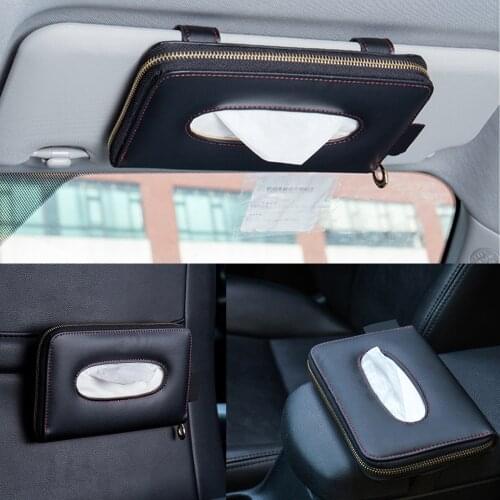 Car Sun Visor Seat Back Tissue Box Holder Car Mask Box Holder Hanging PU Leather Car Accessories
