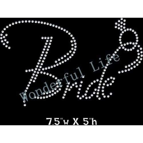 Free Shipping Bride with ring Hot Fix Rhinestones Motifs Iron On Heat Transfer for wedding style