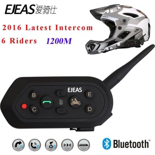 EJEAS E6 Bluetooth Motorcycle Helmet Intercom Interphone Headset 6 Riders1200M Connection Bluetooth Intercom for Helmet