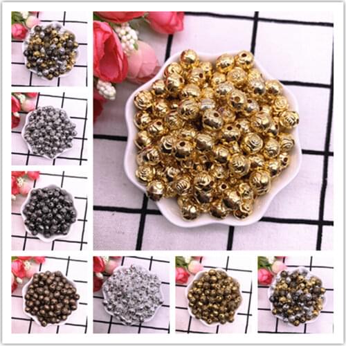 New 6mm 8mm Flower Ball ABS Beads Gold/Silver Plated Spacer Beads For Jewelry Making DIY Charms Bracelet