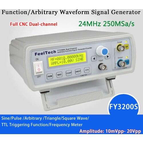 Digital DDS Function Signal Source Generator Arbitrary Waveform/Pulse Frequency Meter Dual-channel12Bit 250MSa/s Sine Wave 24MHz