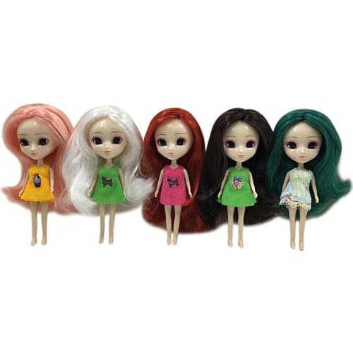Mini blyth doll 10CM DIY nude doll 10cm lovely cute long hair factory doll kawaii