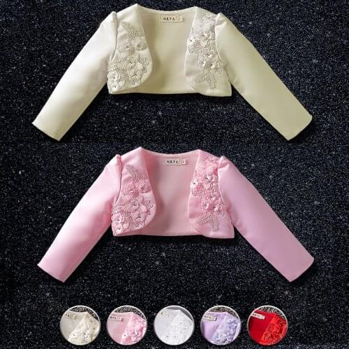 Baby Girls Bolero Kids Formal Long Sleeves 3D Flower Wedding Jacket Party Coat Fashion Baby Girl Clothes Girls Baby Wedding Cape