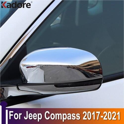 For Jeep Compass 2017 2018 2019 2020 ABS Chromed Side Door Rearview Mirror Cover Trims Car Sticker Exterior Accessories